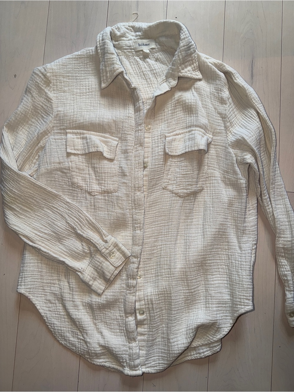 Women’s gauze Cream Textured Button-Up Shirt
